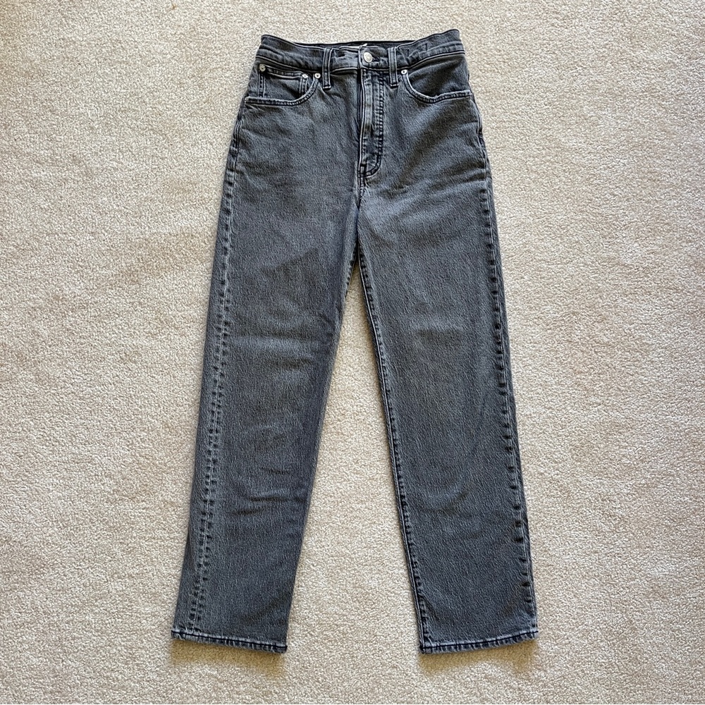 Madewell Straight Jeans, Faded Black, Size 26, Stretch Denim, Cotton